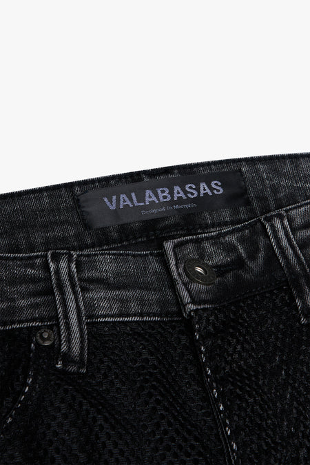 "AGENT” BLACK STACKED FLARE JEAN