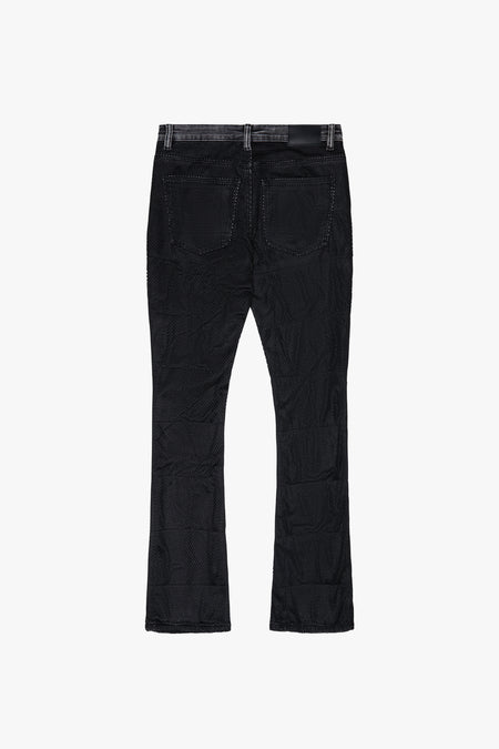 "AGENT” BLACK STACKED FLARE JEAN
