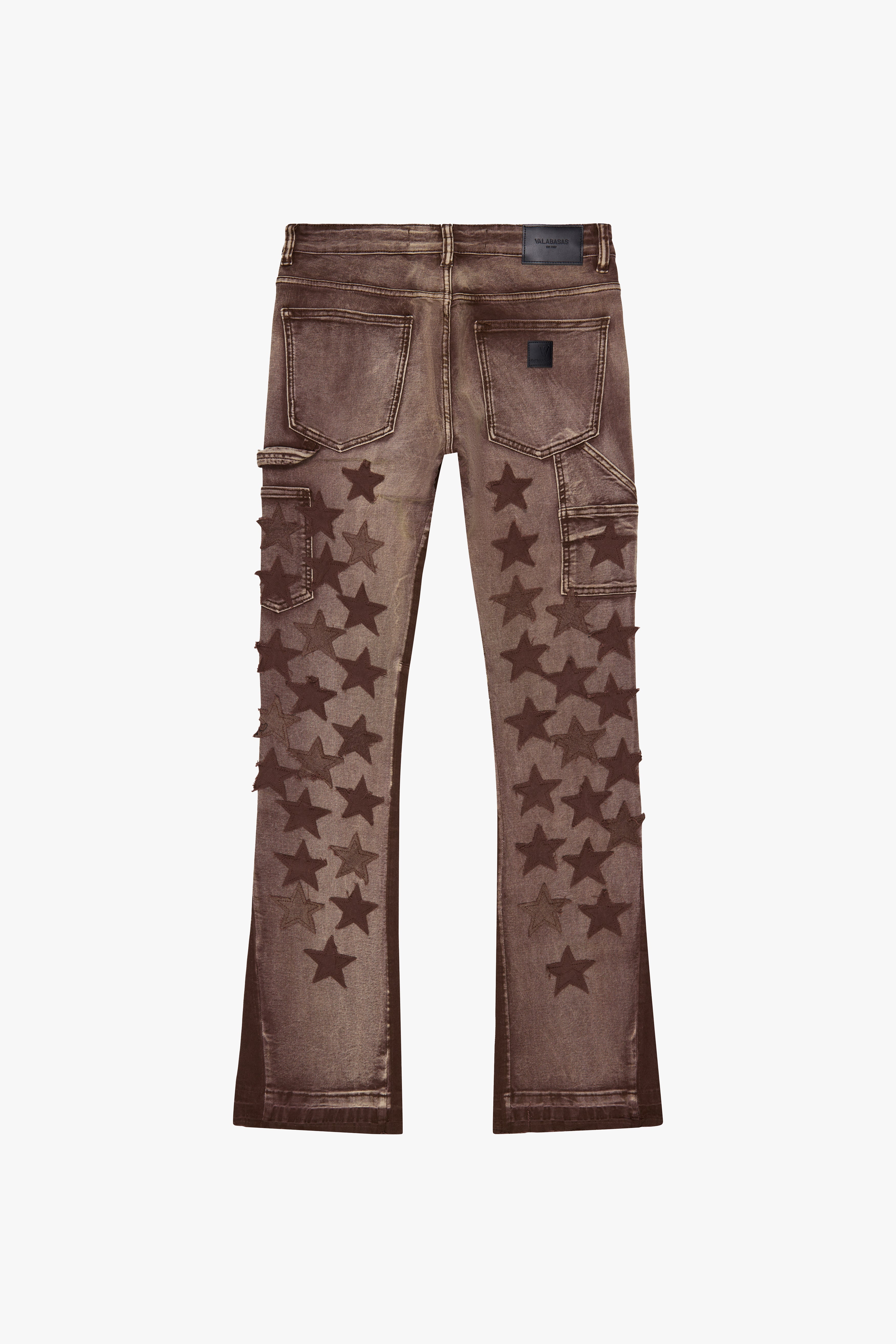 V-STARS” BROWN WASH STACKED FLARE JEAN – Valabasas Denim