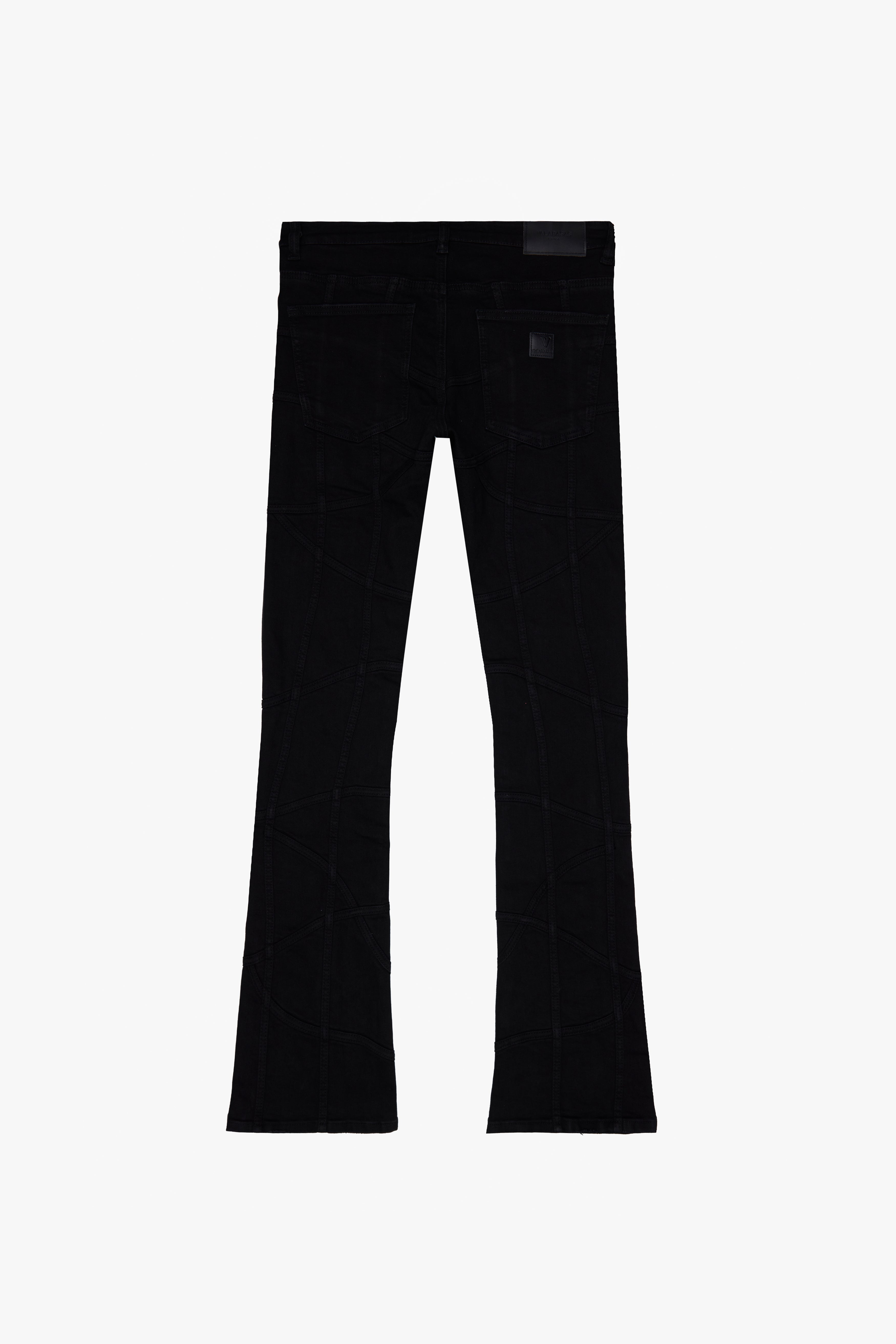 "STREAK" BLACK STACKED FLARE JEAN – Valabasas Denim