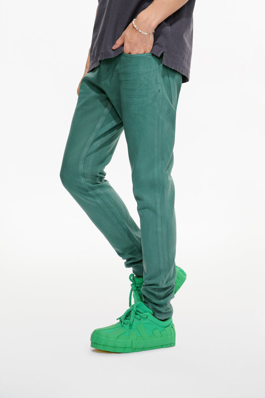 Mr.Slim Green Waxed Skinny Jean