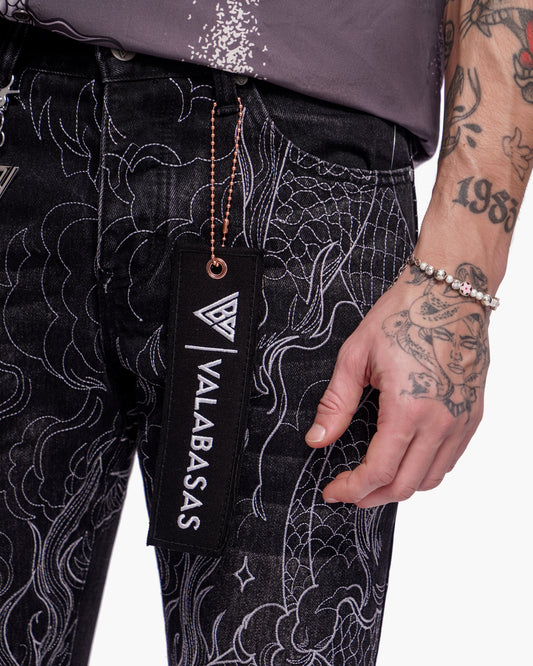 Stone Serpent Stacked Denim Vintage Black