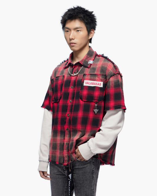 Lumberjack Layered Flannel Shirt Black Red