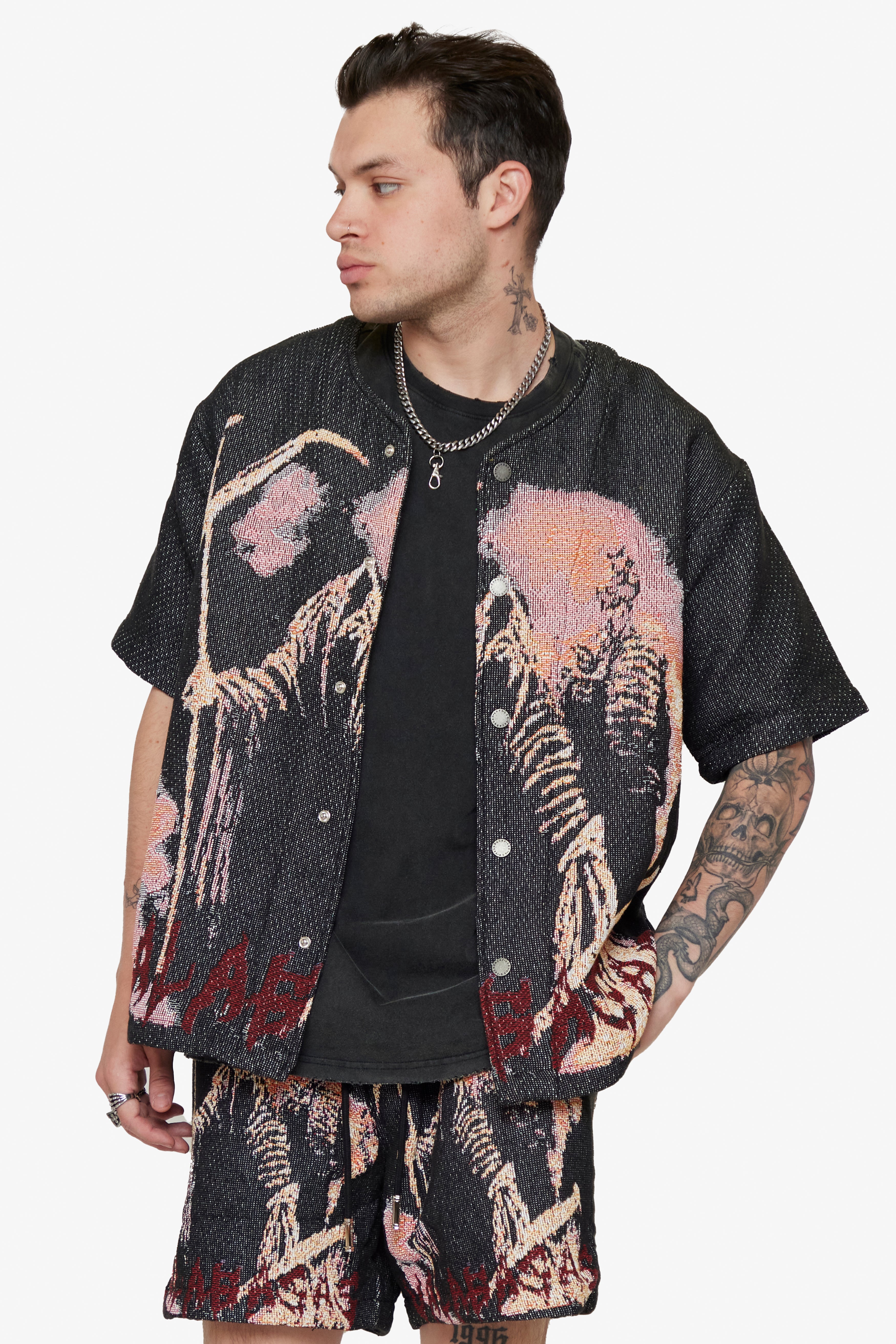 GHOST HANDS BROWN TAPESTRY BUTTON UP – Valabasas Denim