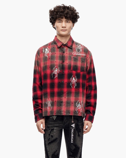 Black Widow Red Black Plaid Flannel - Valabasas