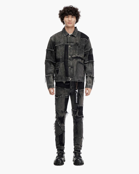 Caelric Black Grey Denim Jacket - Valabasas