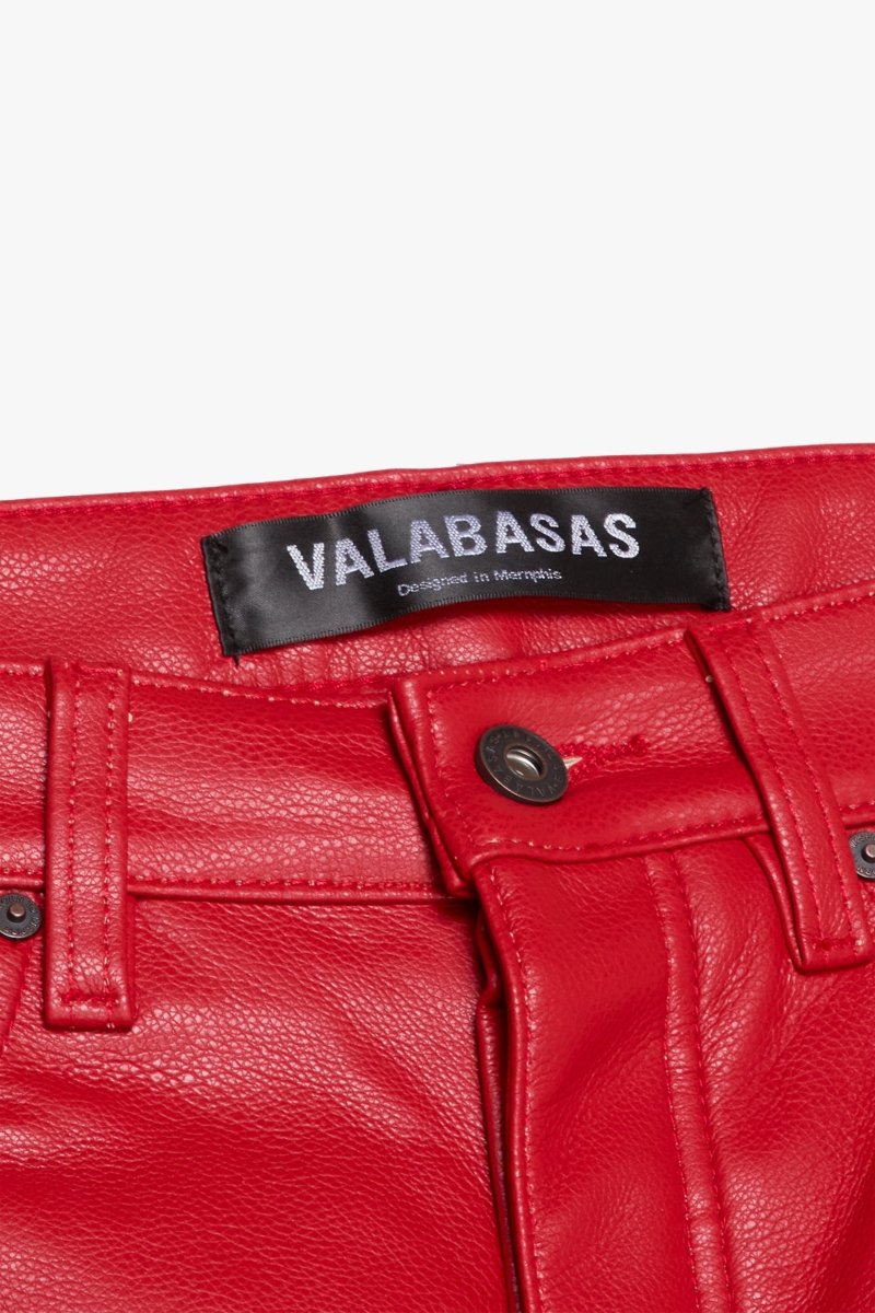 "CITING" SKINNY VEGAN LEATHER JEAN RED - Valabasas