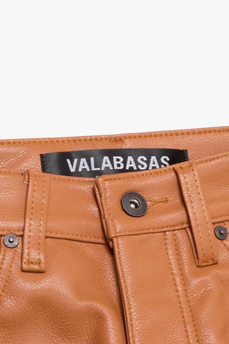 "CITING" SKINNY VEGAN LEATHER JEAN WHEAT - Valabasas