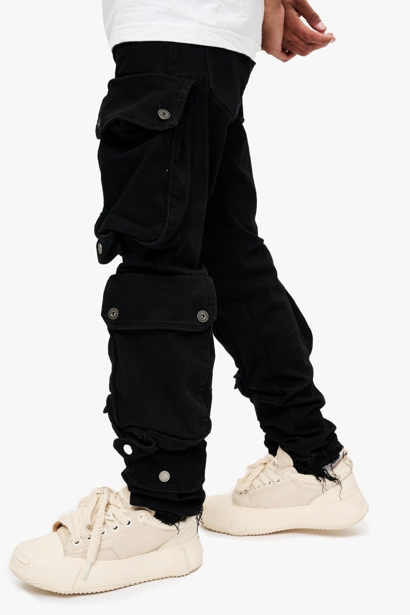 CliffJump Skinny Cargo Black Washed - Valabasas