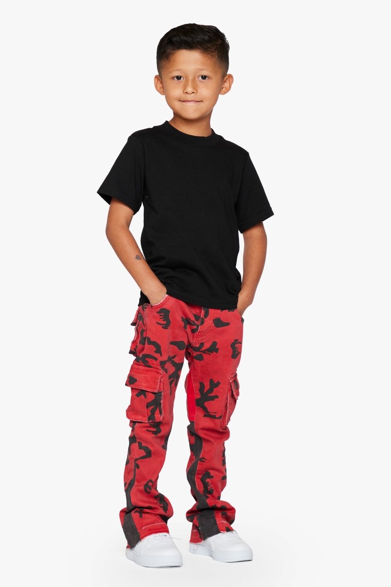 "COMMANDER" KIDS STACKED FLARE "RED BLACK CAMO" - Valabasas