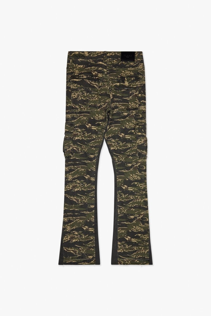 Geno Stacked Flare Jean Tac Green - Valabasas