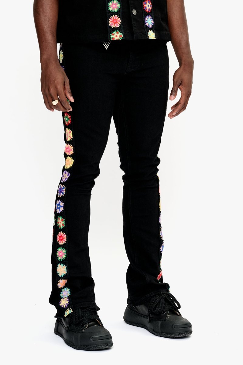 Groovy Stacked Flare Jean Jet Black - Valabasas