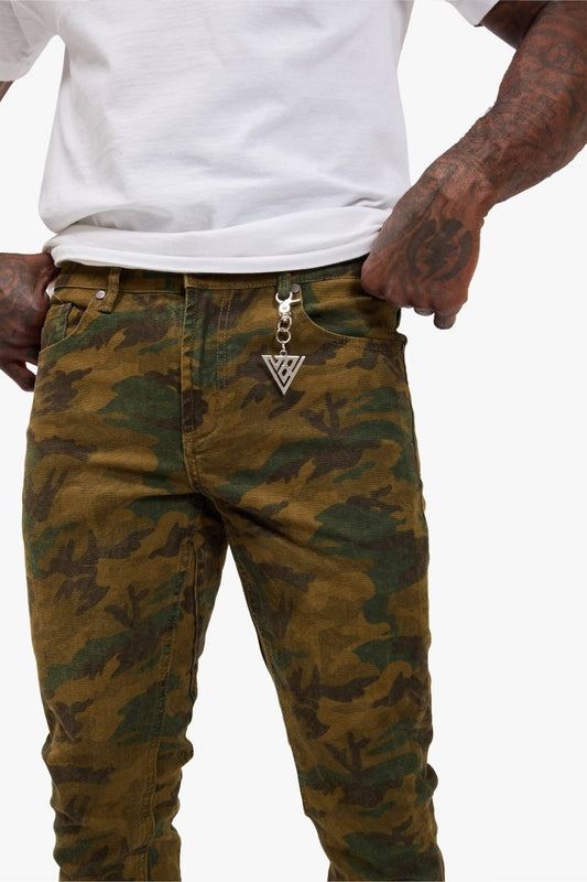 Hazard Dark Foilage Green Stacked Jeans - Valabasas