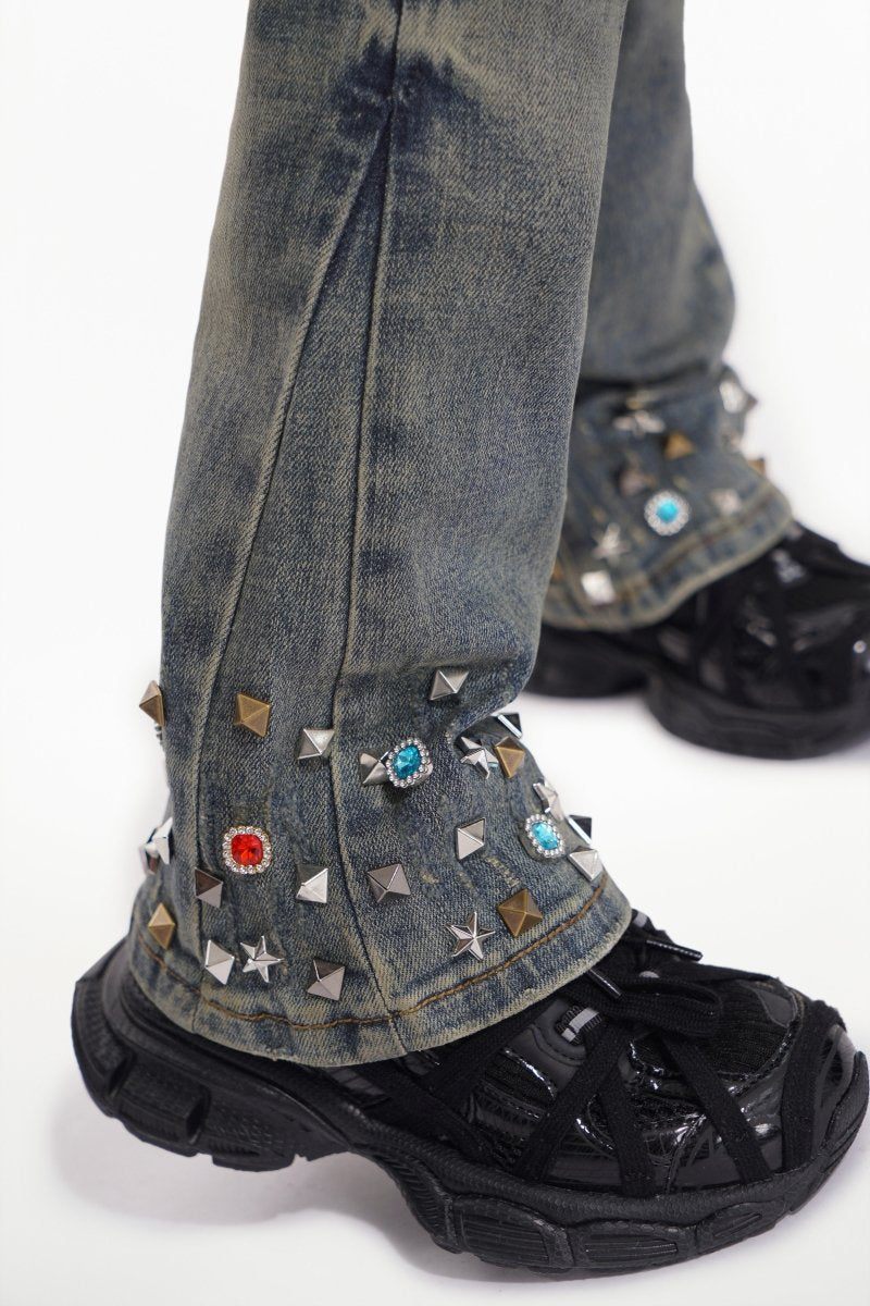 Ion Dt. Blue Wash Waxed Stacked Jean - Valabasas