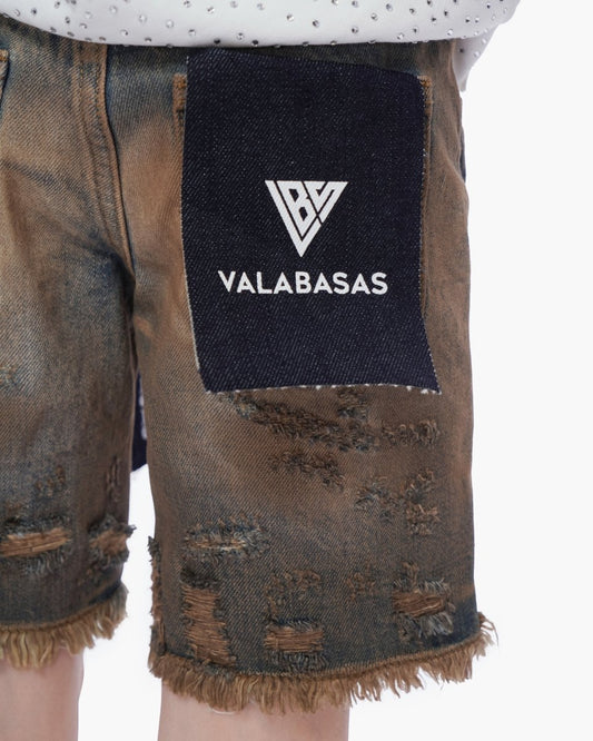 Kids Clipped Jorts Dirty Vintage Blue - Valabasas