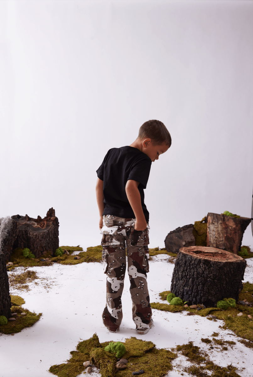 KIDS "COMMANDER" DENIM STACKED WILDERNESS CAMO - Valabasas