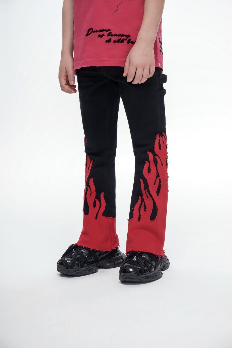 Kids Flame Black Red Stacked - Valabasas