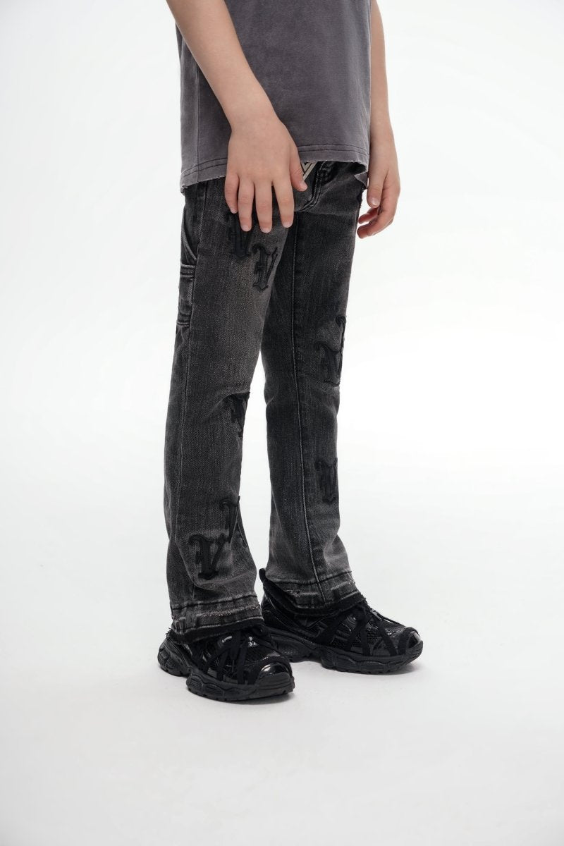 Kids V - Minimal Dk. Grey Wash Stacked - Valabasas