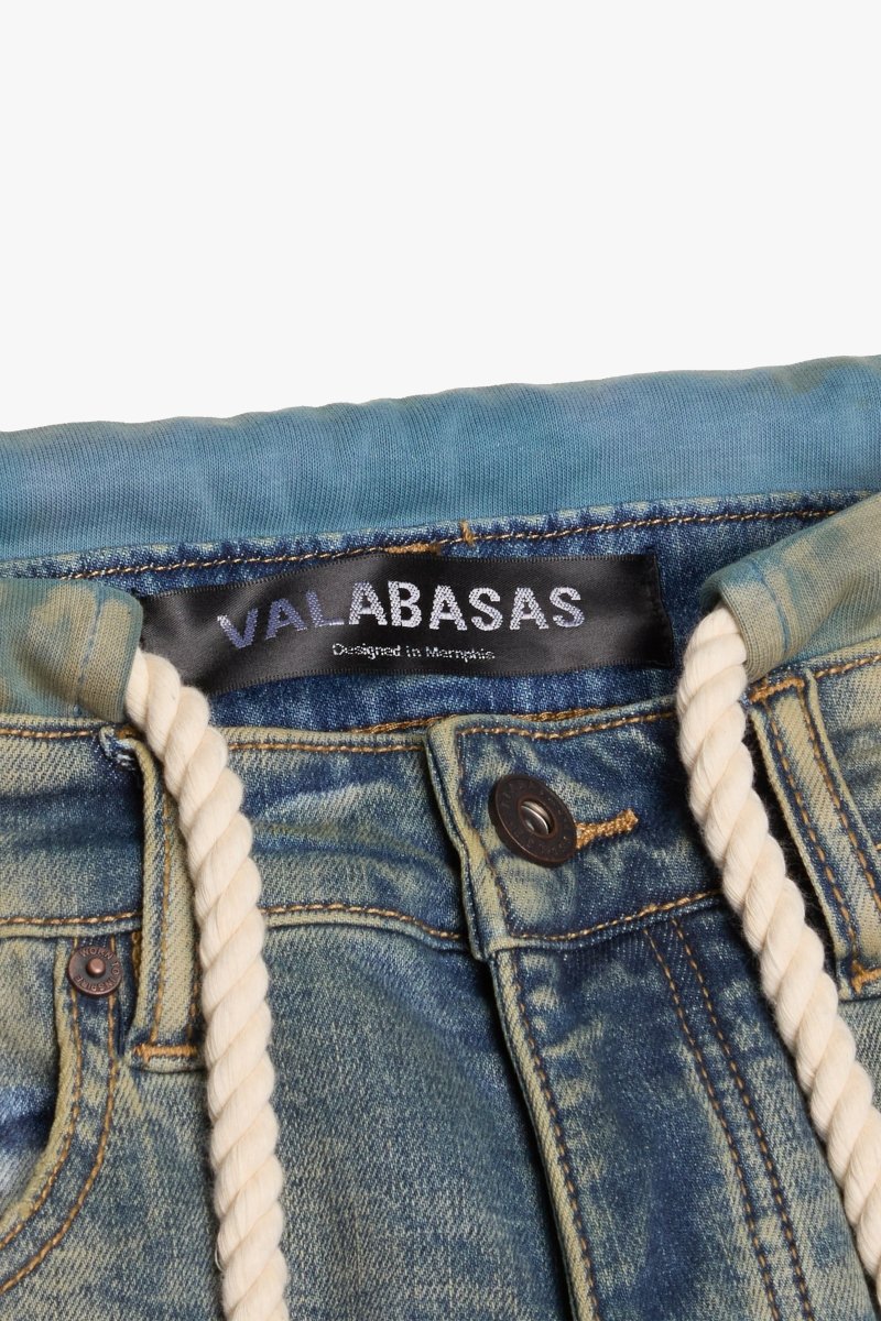 "LADDERED" SKINNY JEAN OLIVE WASH - Valabasas