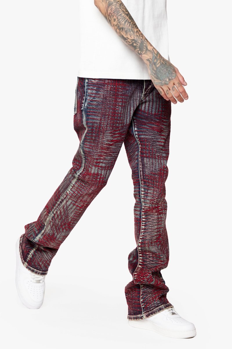 "MR. EMBROIDERY" STACKED FLARE JEAN CORAL HAZE - Valabasas