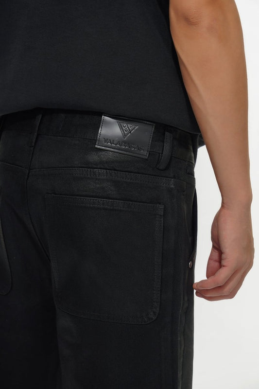Mr. Shorts Black Wash Waxed Shorts - Valabasas