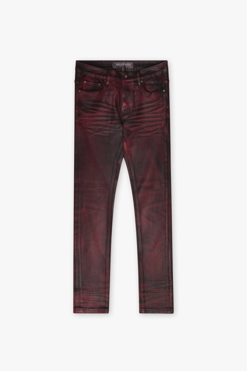 VALABASAS パンツ　値下げしました Mr. Flex Red Waxed Skinny Jeans – Valabasas