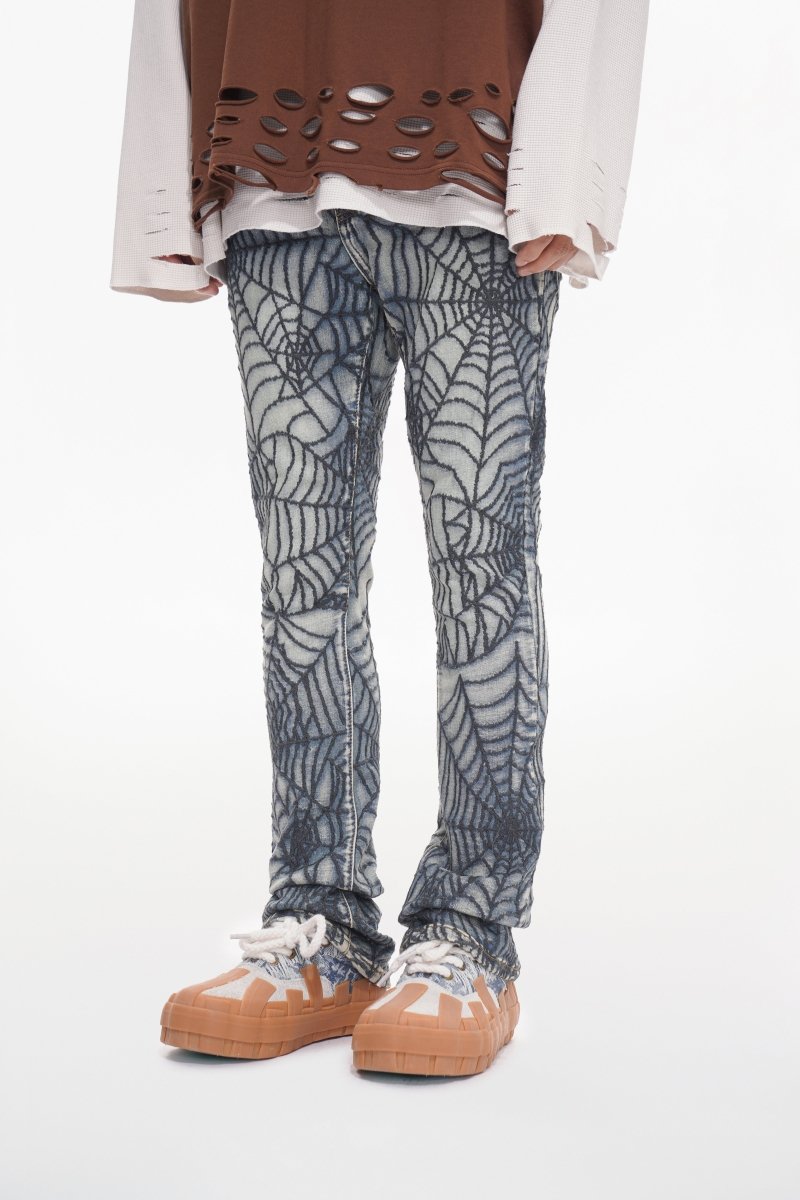 Operator Spider Light Blue Stacked Flare Jean – Valabasas