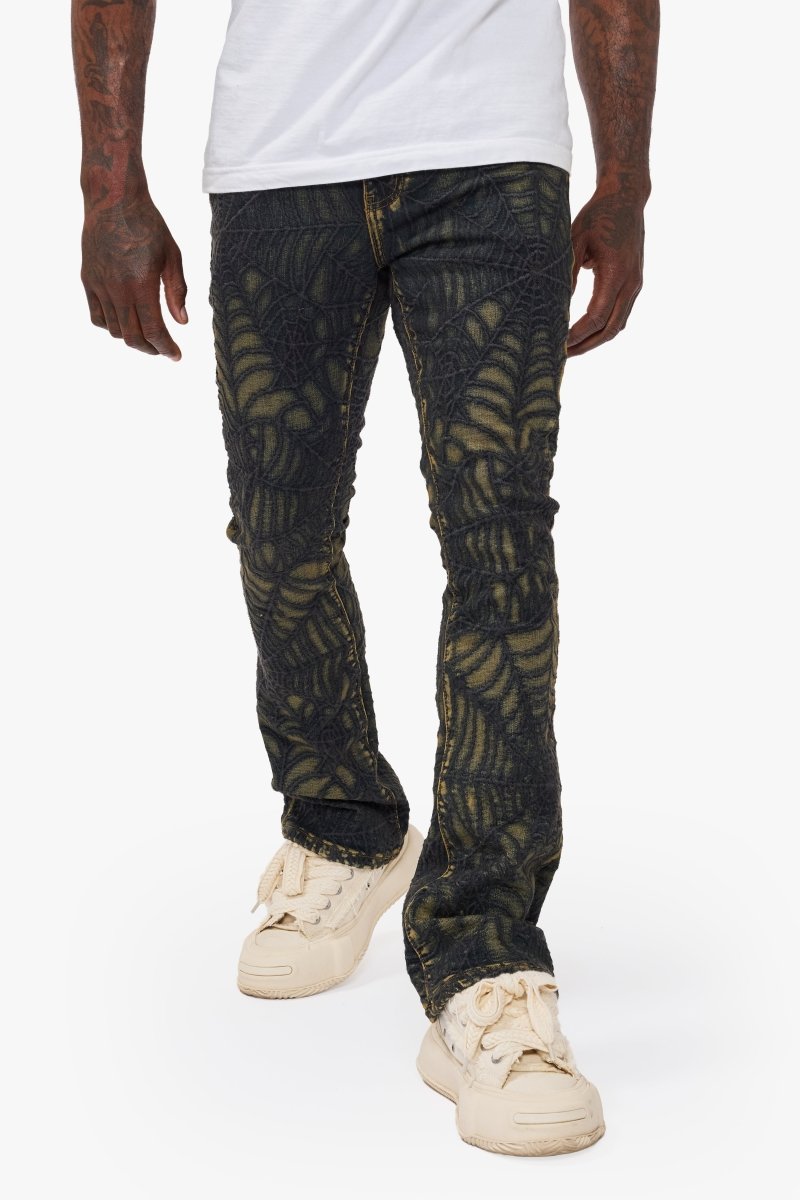 Operator Spider Vintage Blue Stacked Flare Jean – Valabasas