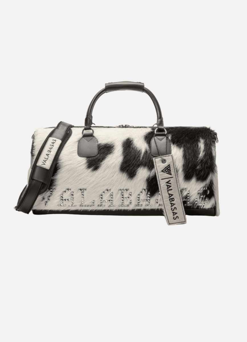 Sella 100% Cowhide Duffel Bag – Black & White – Valabasas