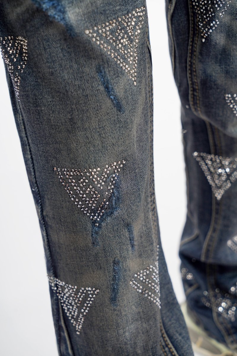 Show Kids Dark Dirty Blue Stacked Jeans - Valabasas