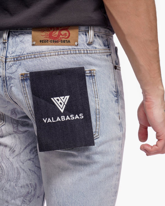 Stone Serpent Stacked Denim Light Blue Wash - Valabasas