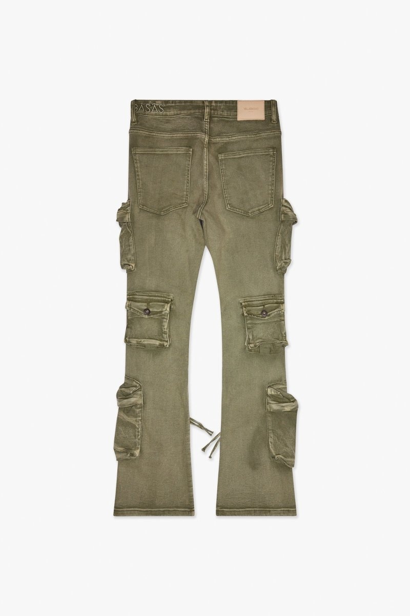 Strike Stacked Flare Jean Green Washed - Valabasas