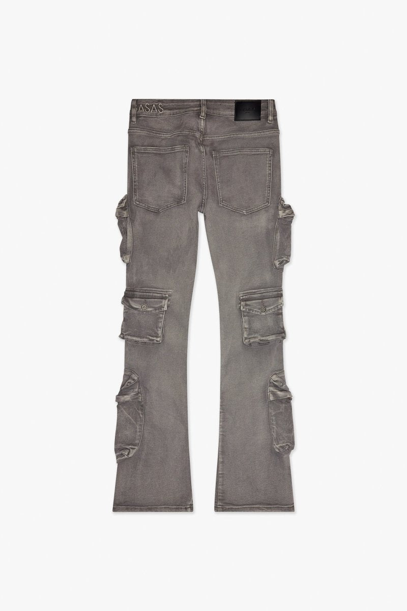 Strike Stacked Flare Jean Grey Washed - Valabasas