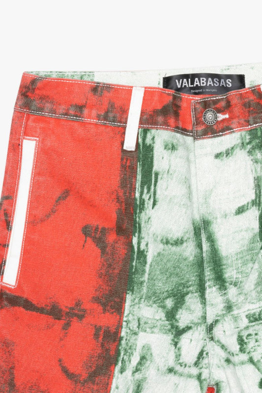 "THAHAB" STRAIGHT PANT GREEN MULTI - Valabasas