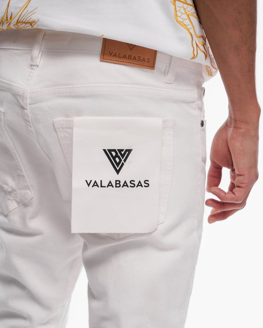 Thatch White Stacked Jeans - Valabasas