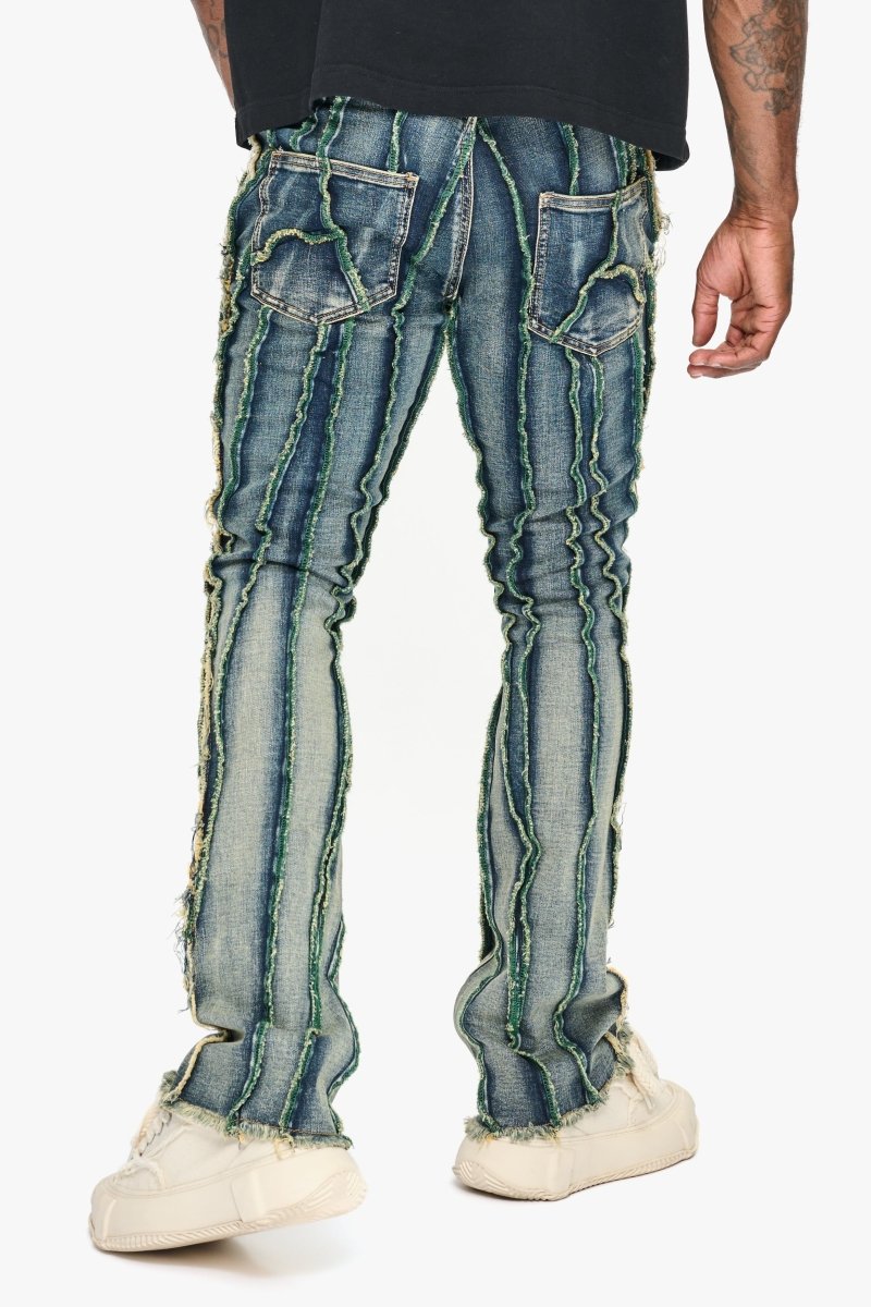 Twisted Stacked Denim Blue Green wash - Valabasas