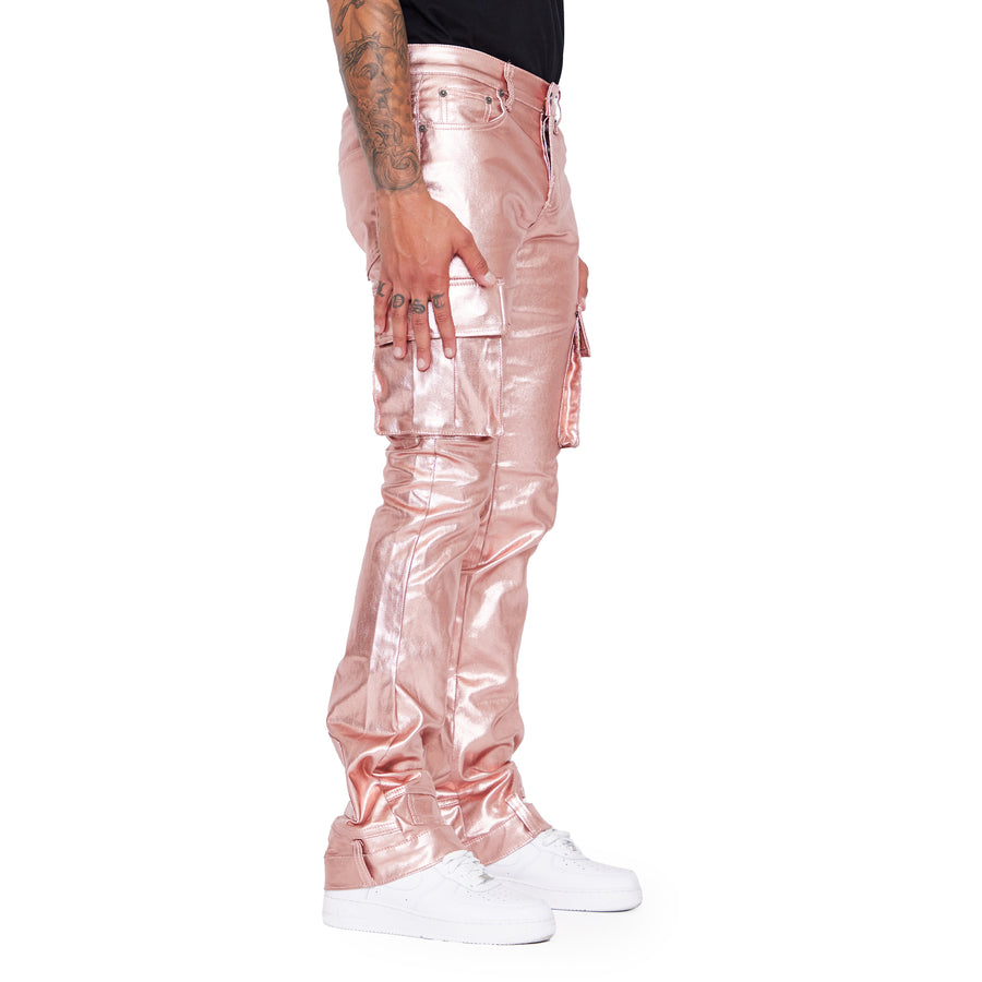 “VAN GOGH” ROSE WAXED STACKED FLARE JEAN