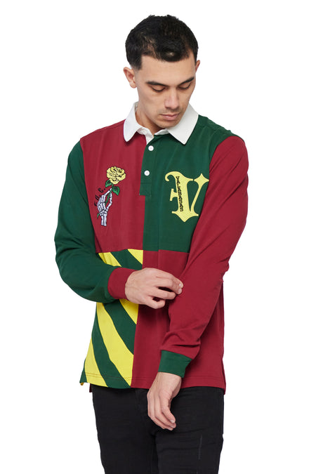 "ENGLISH RUGBY" WINE LONG SLEVE POLO