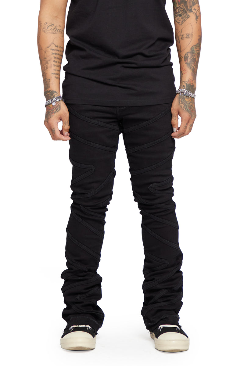 “CASSIUS” BLACK STACKED FLARE JEAN – Valabasas Denim