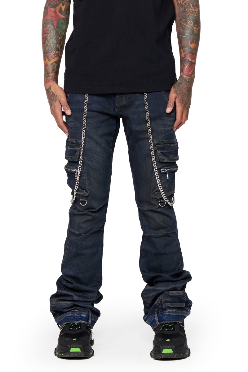 NICO” STACKED FLARE JEAN VINTAGE BLUE – Valabasas