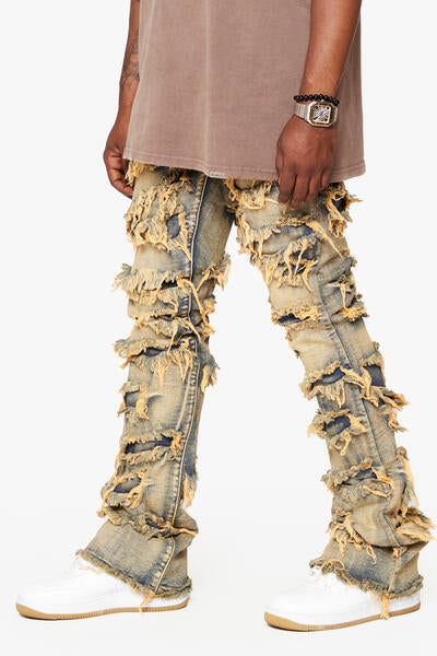 KIDS "INFERNO" LIGHT VINTAGE WASH STACKED JEANS