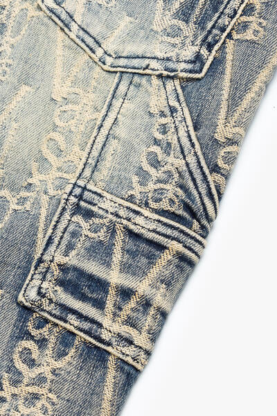 KIDS "V-SCRAWL" DENIM STACKED BLACK DIRTY VINTAGE