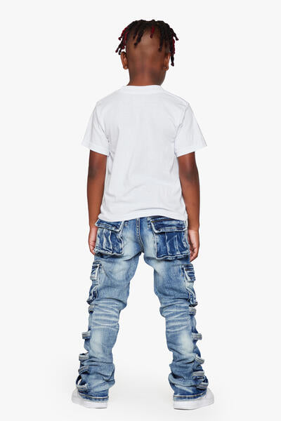 KIDS "QUANTICO" DENIM STACKED  LT BLUE WASH JEANS