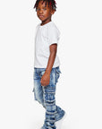 KIDS "QUANTICO" DENIM STACKED  LT BLUE WASH JEANS