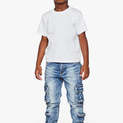 KIDS "QUANTICO" DENIM STACKED  LT BLUE WASH JEANS