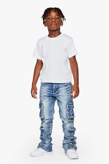 KIDS "QUANTICO" DENIM STACKED  LT BLUE WASH JEANS