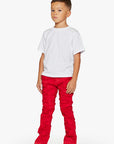 KIDS "SABER" DENIM STACKED  RED WASHED