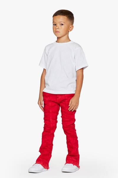 KIDS "SABER" DENIM STACKED  RED WASHED