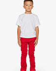 KIDS "SABER" DENIM STACKED  RED WASHED