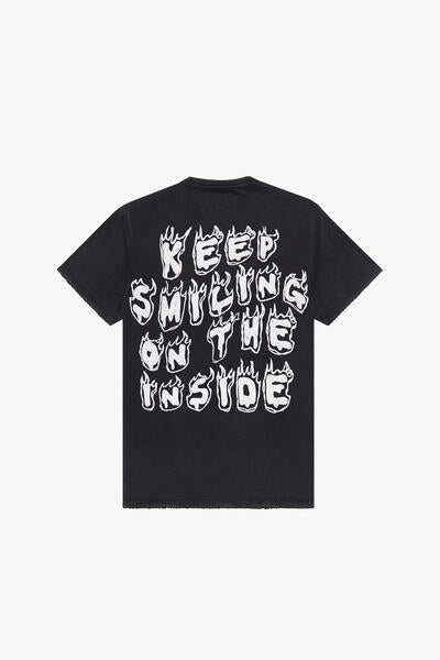 "KEEP SMILING" VINTAGE BLACK TEE